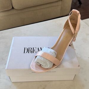 New Women's Champagne (blush) Open Toe Satin Heels
